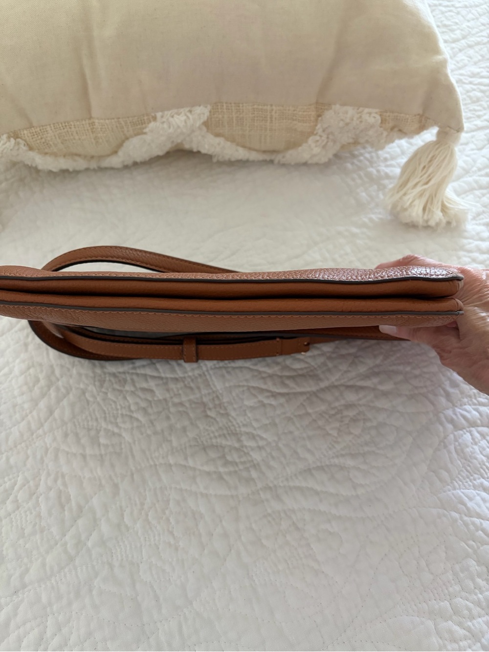 Kate Spade Lena Leather Crossbody Bag in Cognac Brown - Picture 4 of 11